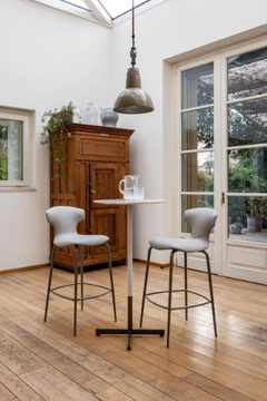 MONTERA MAS - High leather stool with back by Poltrona Frau - view 3